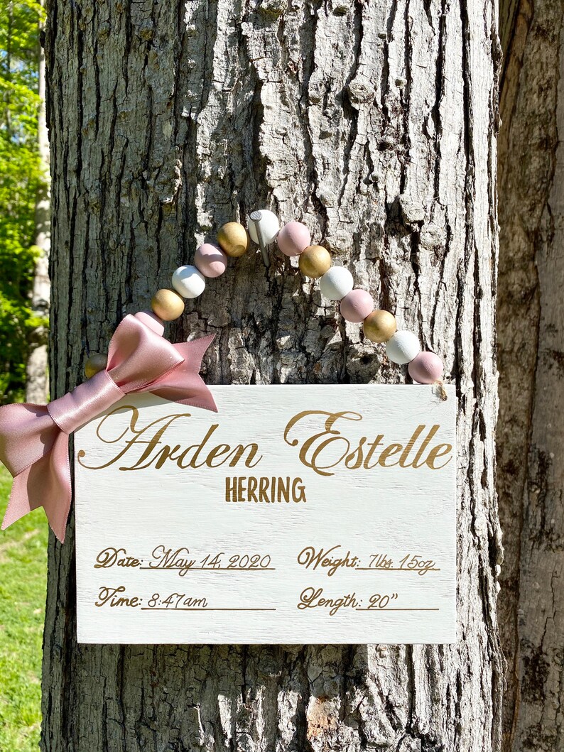 Custom Nursery Match Hospital Door Hanger Birth Announcement Etsy