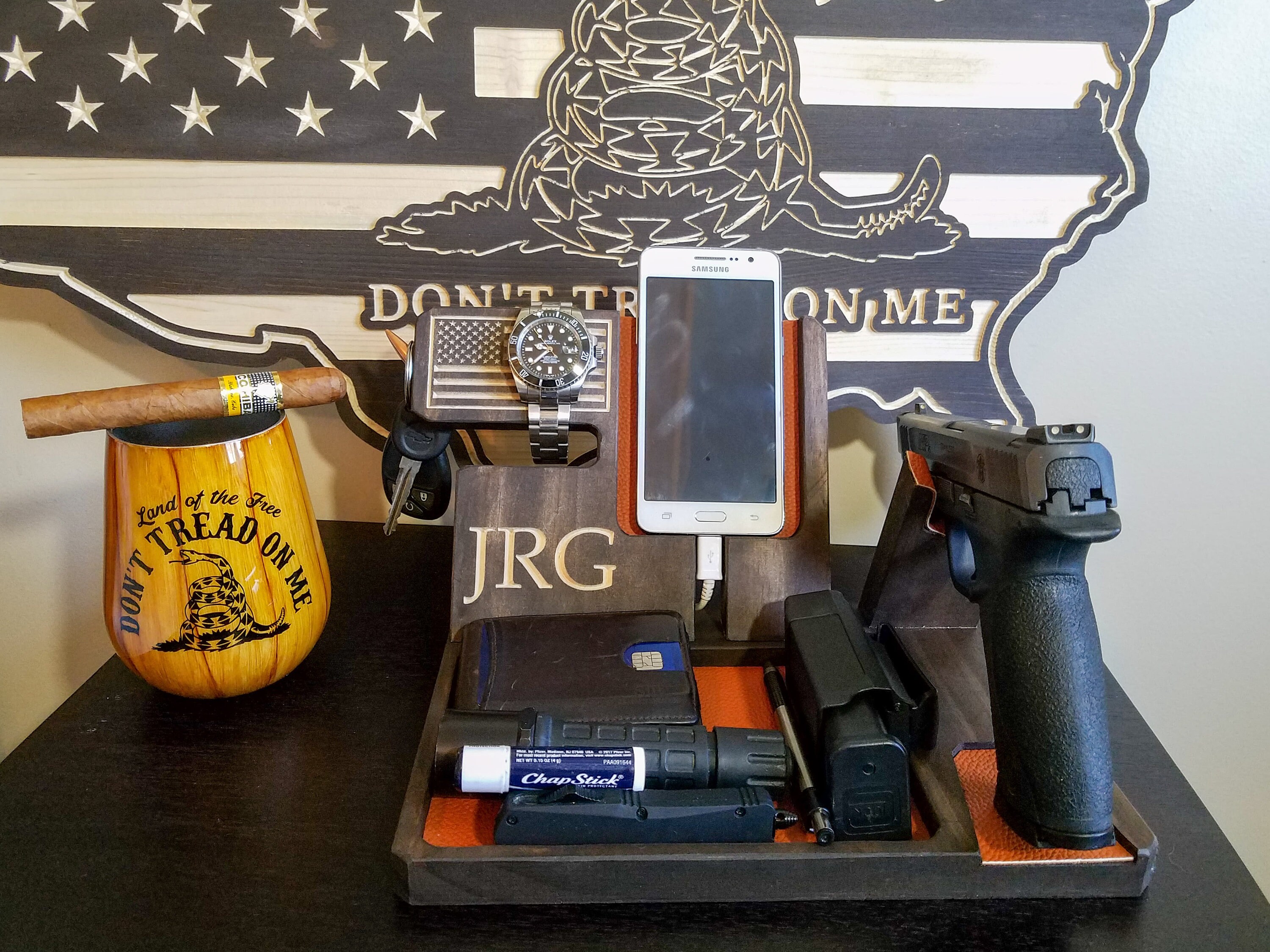 EDC organizer, Wooden Docking Station, Nightstand with gun holder, Wo…