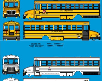 N Scale Crew / School Bus - 2 pack