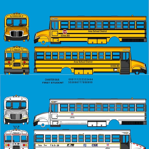 N Scale Crew / School Bus - 2 pack