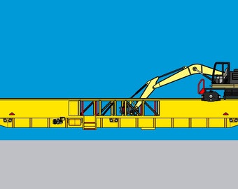 N Scale UP 958X0Y MOW Excavator Car - 3D Resin Kit