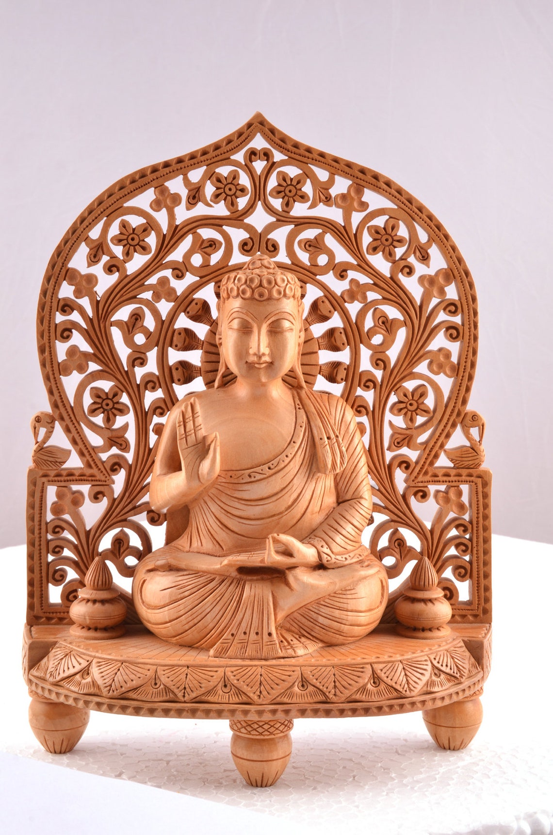 Lord Buddha Statue Solid Wood Intricate Design Indian Etsy