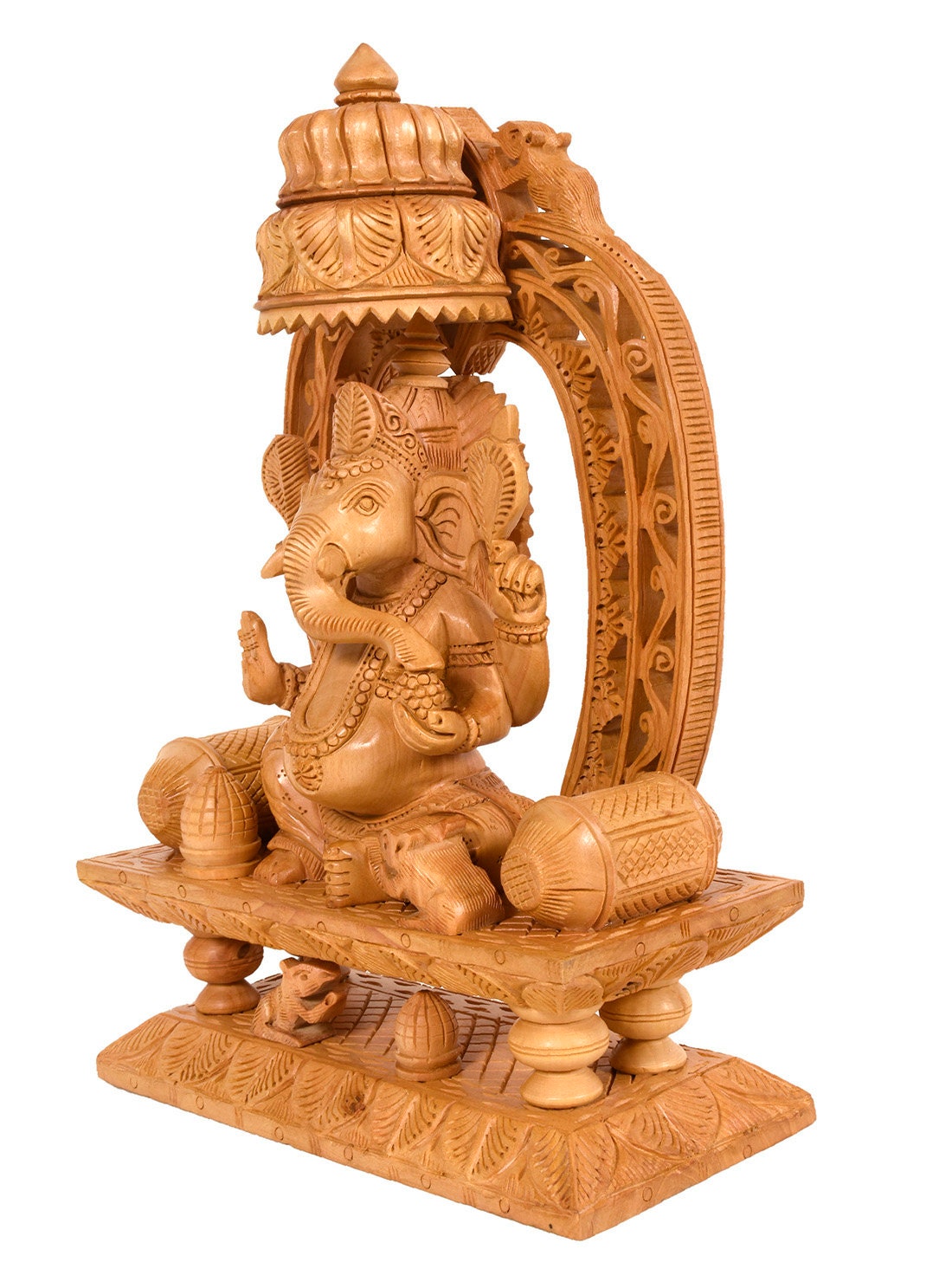 12 Wooden Ganesha Statue Idol Hindu God Figures India Etsy