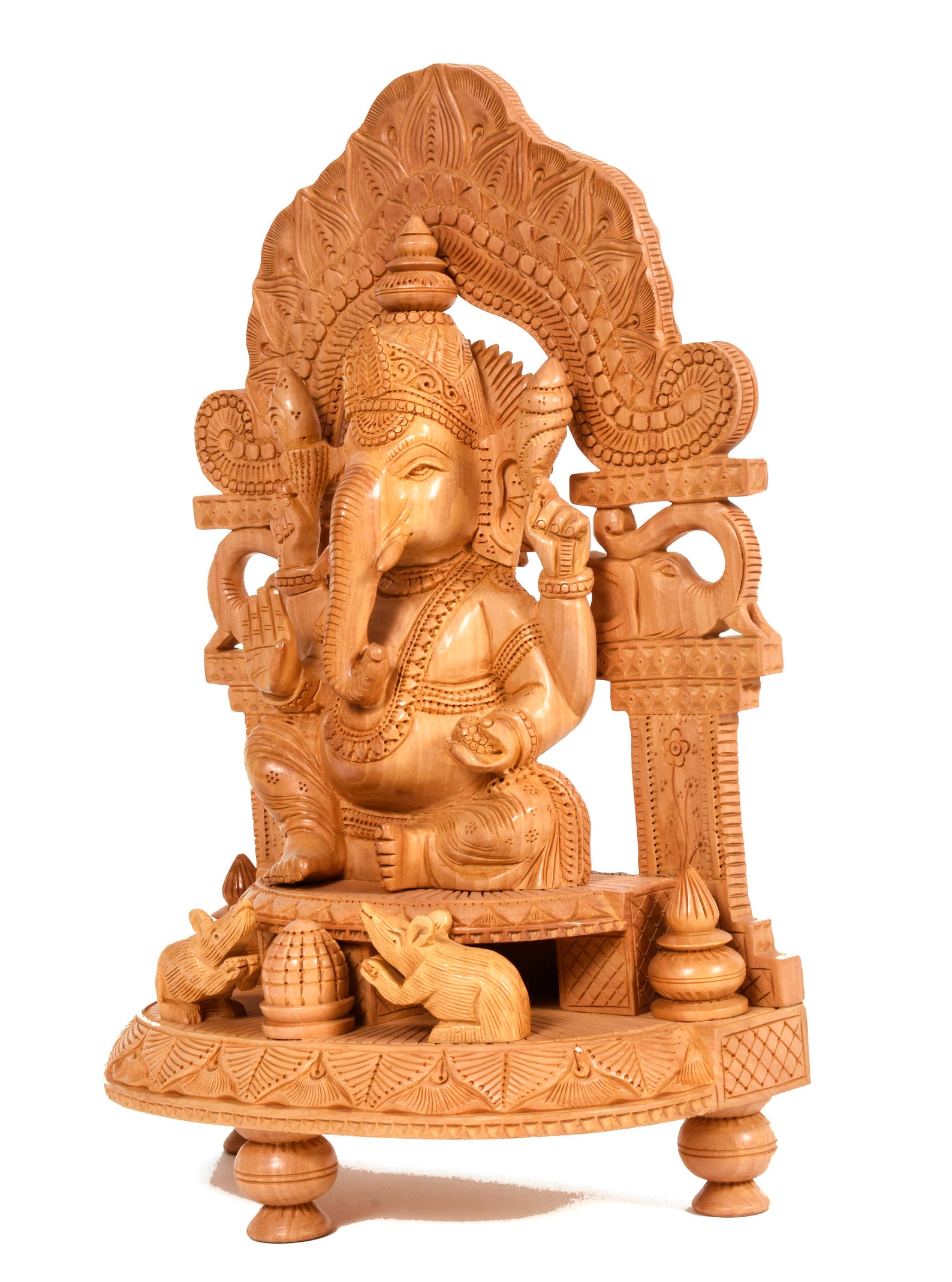 12 Wooden Ganesha Statue Idol Hindu God Figures India Etsy