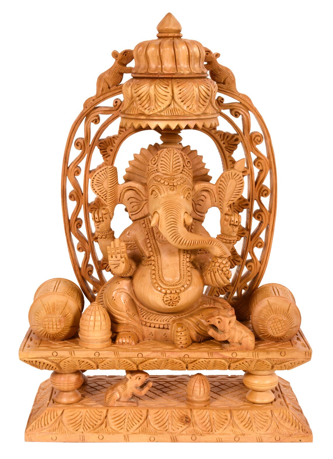 12 Wooden Ganesha Statue Idol Hindu God Figures India Etsy