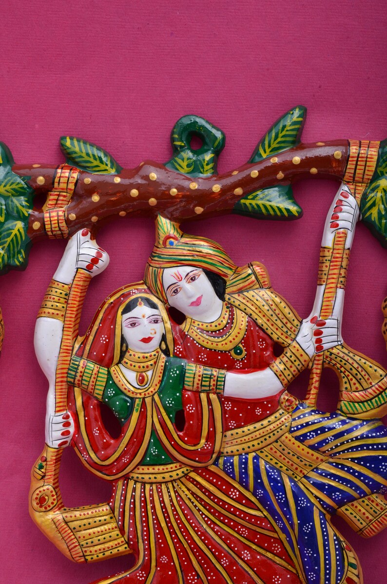 Radha Krishna Swing Metal Wall Art Indian Metal Wall Art Etsy