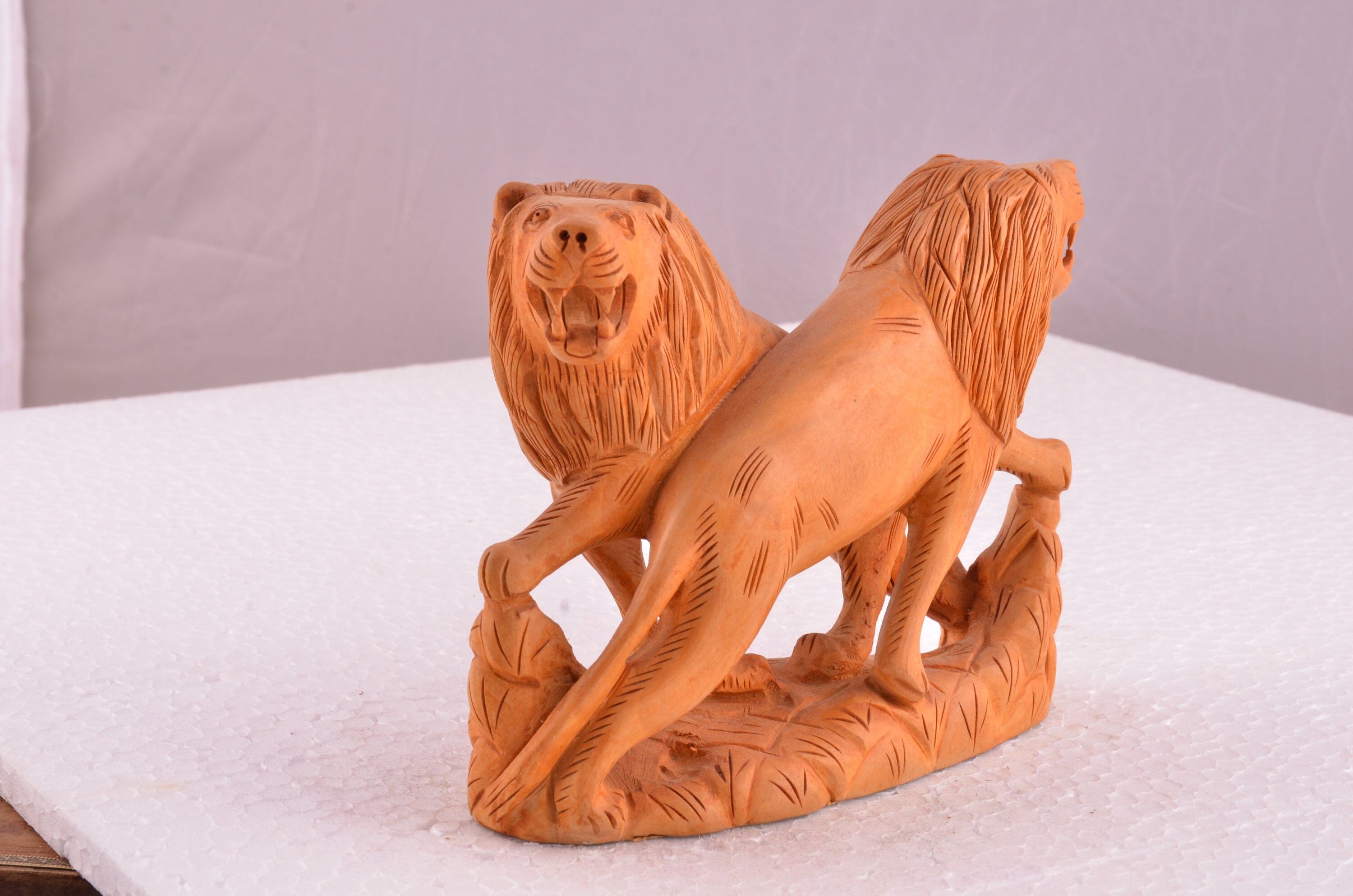 Wooden Lion Sculpture Hand Carved Statue Wood Carving Etsy