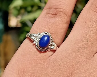 Lapis lazuli silver ring ,Blue gemstone ring  Ring , Blue stone ring , Handmade  ring , boho jewelry ,natural stone ring , silver925