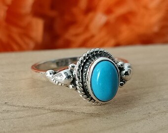 Natürlicher Dornröschen Türkis Ring, handgefertigter Silberring, Sterling Silber 925, Boho Ring, Ringe, handgemachte Ringe, Geschenkartikel, Türkis