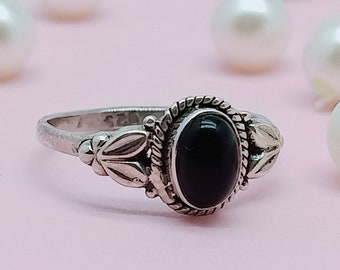 Black onyx Boho ring , Handmade silver Bohemian Ring ,  Silver ring , 925 sterling silver ring , black stone ring ,silver ring, Jewelry