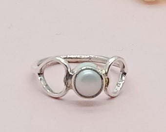 Pearl stone tiny ring , handmade  ring , 925 sterling silver ring , pearl ring , boho ring , trending jewelry , gift for birthday