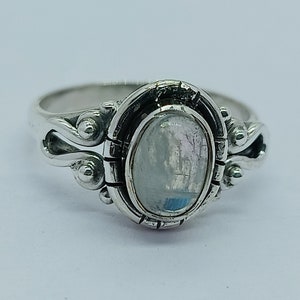 Moonstone Ring, Moonstone Silver Ring, Dainty Moonstone Ring,  Boho Ring, Dainty Silver Ring, Rainbow Moonstone Ring, Genuine Moonstone Ring