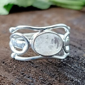Boho Ring, Rainbow moonstone ring, unique style ring, Bluestone silver ring, moonstone silver ring , boho jewelry, napoleon rings, gift item