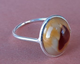 Simple Mookaite Ring, Oval Stone Ring, , Birthday, Statement Ring, Beautiful Ring, Boho Ring, Simple Ring, minimalist handmade jewelry gift