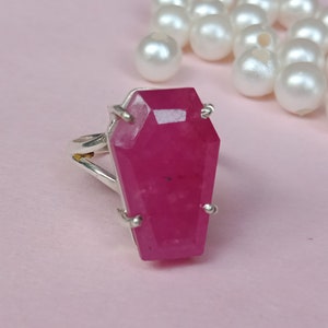 Boho Statement Ring - Pink Jade Sterling Silver Ring - Hand Crafted Bohemian Ring-Bohemian Ring - Pink Jade - Rings -Gift for women