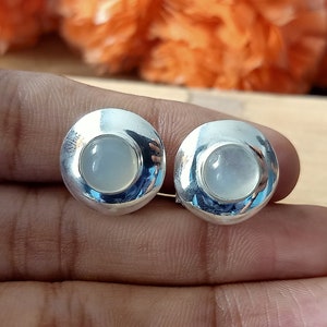 Rose quartz studs earring, Rose quartz, earrings, silver jewelry, sterling silver 925, Round shape, gift for her, quartz, gift items, studs