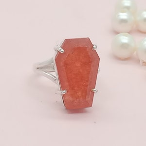 Boho ring, ring for her, gift for her, minimalist, orange jade ring, jade ring,925 sterling silver ring,silver ring, handmade, bohemian ring