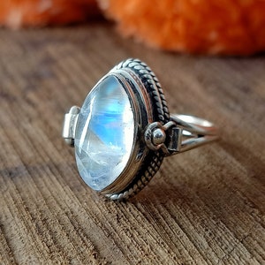 Bluestone ring , secret message ring, statement rings, jewelry, poison ring, gift item, mysterious ring , moonstone ring