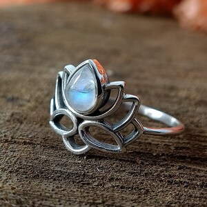 Moonstone Stacking silver ring | Hand crafted Silver ring | Moonstone  ring | Silver ring | flower ring | 925 silver ring | Free shipping