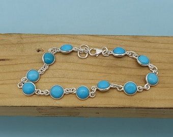 Sleeping beauty Turquoise stone bracelet, Chain bracelet, Turquoise jewelry, Sterling silver 925, gift item, bracelets, style jewelry