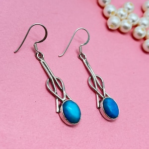 Dornröschen Sterling Silber Ohrring, Ohrhänger, Silber Schmuck, 925 Sterling Silber, oval, Geschenk für sie
