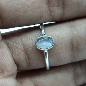 Moonstone Ring, Moonstone Silver Ring, Dainty Moonstone Ring,  Boho Ring, Dainty Silver Ring, Rainbow Moonstone Ring, Genuine Moonstone Ring