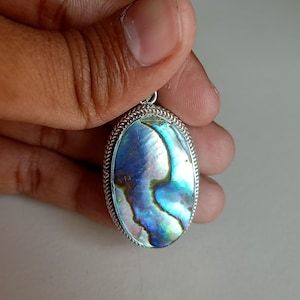 Abalone Muschel Anhänger aus massivem 925-Sterling Silber, wunderschöner handgemachter Abalone Anhänger, Boho Anhänger Geschenk für Sie, Abalone Edelstein, Anhänger