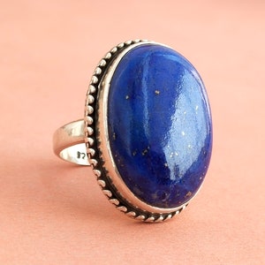 Lapis lazuli silver ring ,Blue gemstone ring  Ring , Blue stone ring , Handmade  ring , boho jewelry ,natural stone ring , silver925