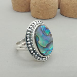 Boho ring, 925 silver ring, abalone shell ring, gift for her, ring for her, bohemian ring, sterling silver ring, handmade ring