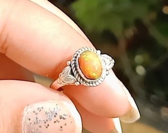 Opal Boho silver ring, handmade silver ring , designed boho ring , gift ring , unique ring , statement ring , silver ring, Hippie jewelry