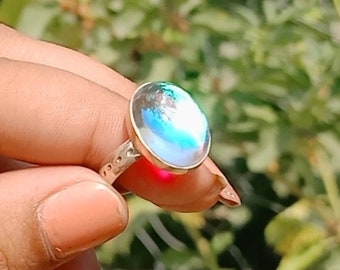 Rainbow crystal ring , unique Bohemian ring , Unique silver ring , silver ring , boho jewelry , napoleon rings, beautiful ring..