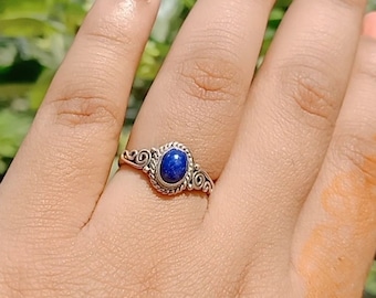 Lapis lazuli silver ring ,Blue gemstone ring  Ring , Blue stone ring , Handmade  ring , boho jewelry ,natural stone ring , silver925