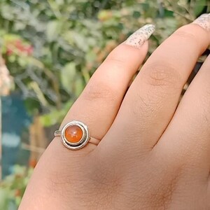 Carnelian Stone ring , Handmade silver ring , orange stone ring , boho ring ,   silver ring , 925 silver ring, gift