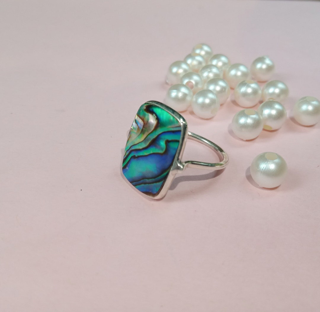 Shell 925 Ring Abalone Shell 925 Sterling Silver Boho Ring - Handmade Jewelry ...