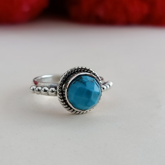 Natural Turquoise Ring , Sterling Silver 925, Boho Ring , Silver 