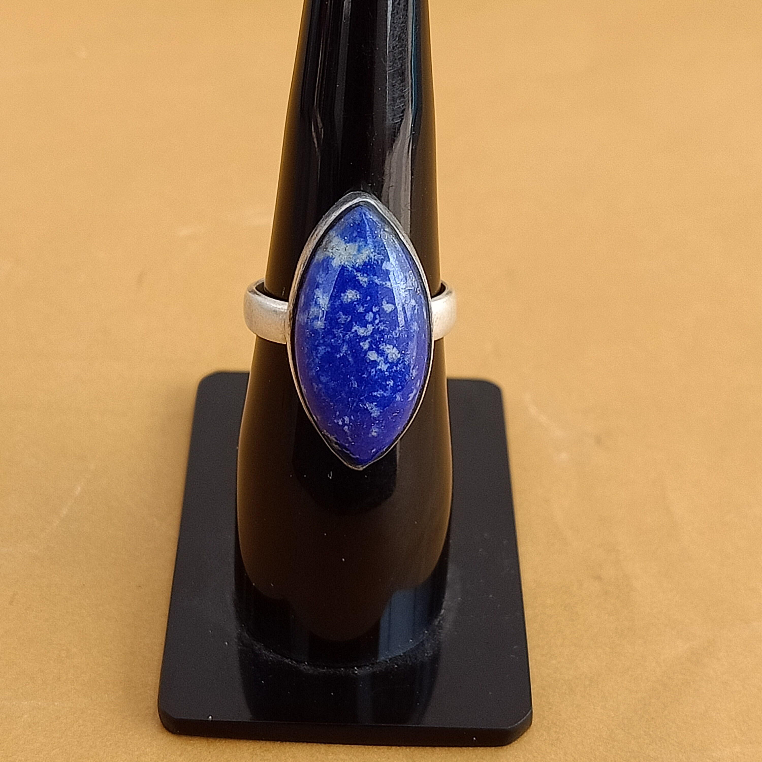 Bague Ajustable Lapis-lazuli Et Argent Tibétain - Style Bohème Ethnique Unisexe