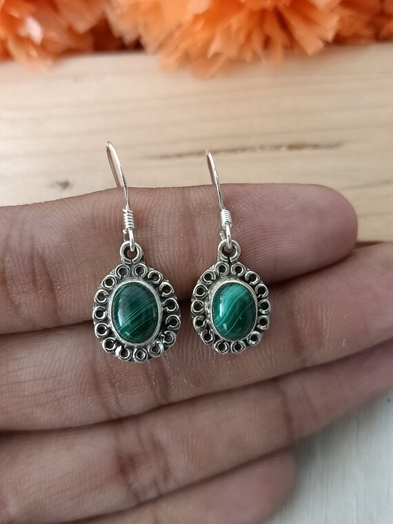 Sterling silver deals malachite earrings