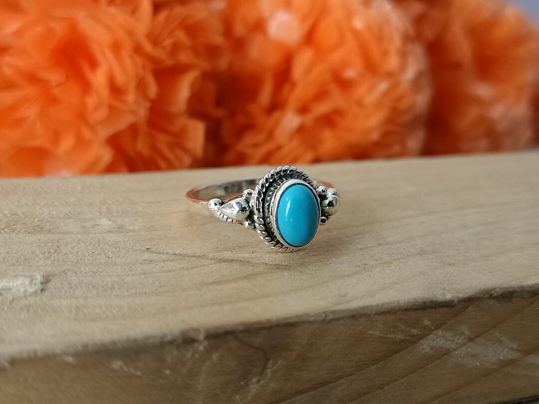 Natural Sleeping Beauty Turquoise Ring, Handcrafted Silver Ring ...