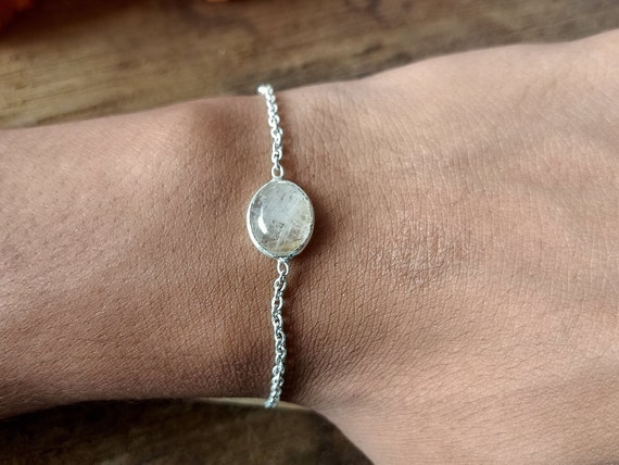 Golden Rutile sterling silver bracelet, Golden Rutile bracelet, Chain bracelet, Goldish jewelry, Sterling silver 925, gift item, Rutile