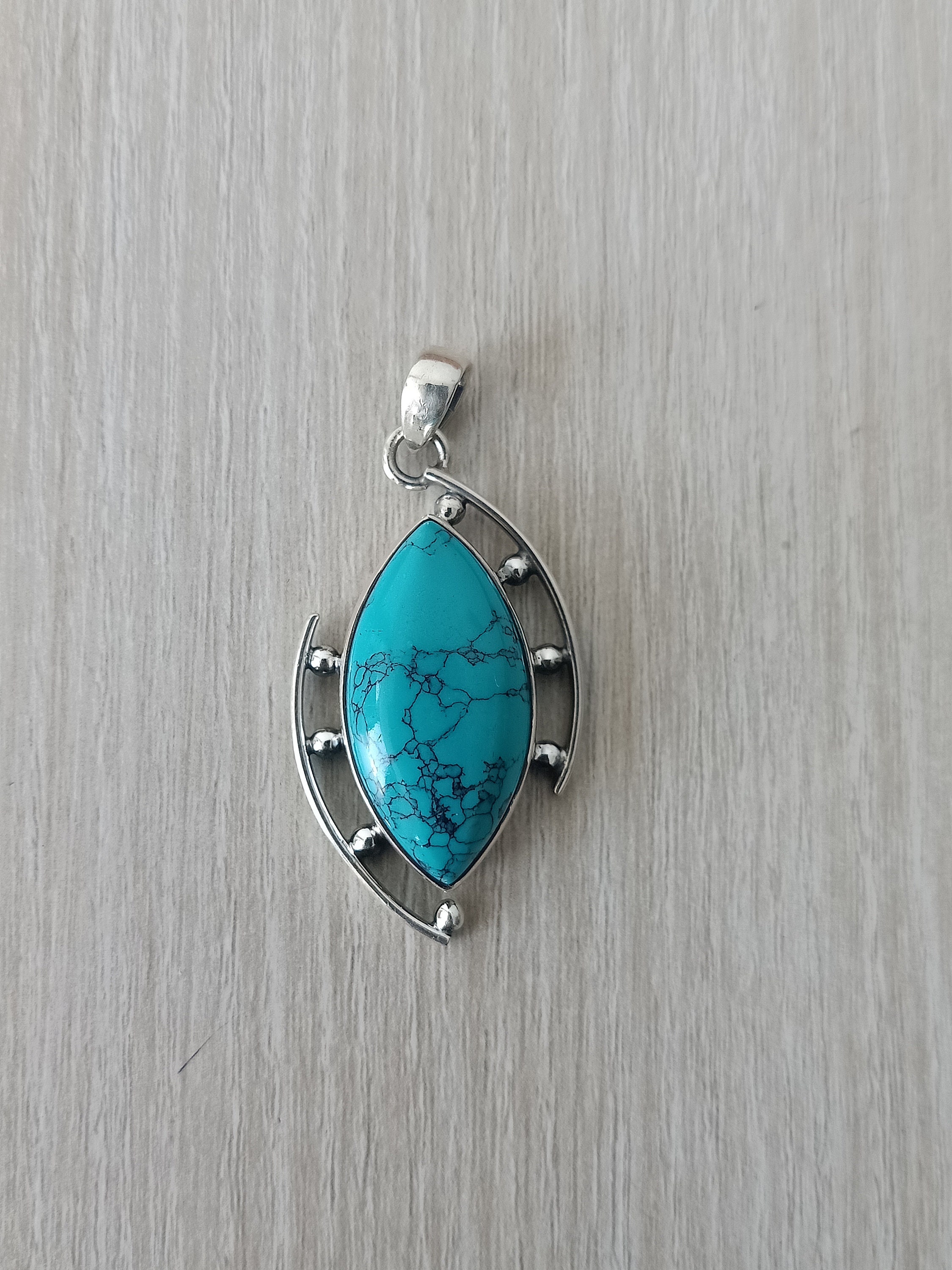 Trkis Stein Einzigartige Stil Anhnger Sterling Silber | Etsy