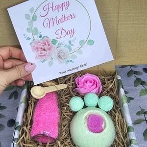 Mothers Day Personalised Bath Bomb Pamper Hamper, Spa Gift Box, Self Care Package, Hug in a Box, Gift for Mum, Gift for Nan