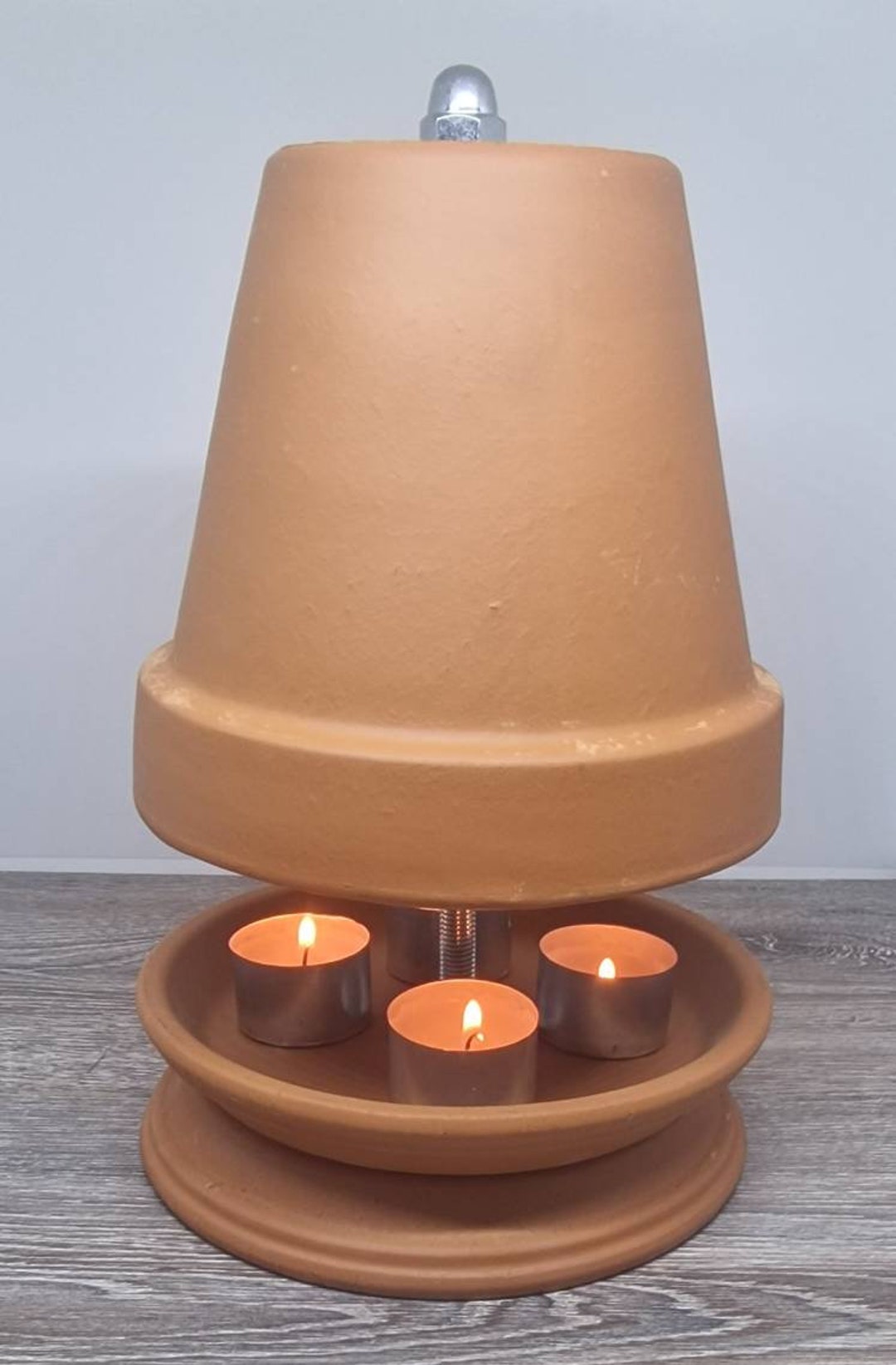 Double Walled Medium Eco Terracotta Tealight Heater With Dish Etsy UK