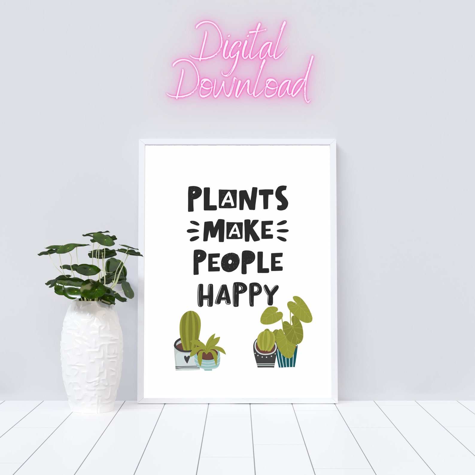 Plants Make People Happy Art Print Nature Wall Art Print Etsy UK