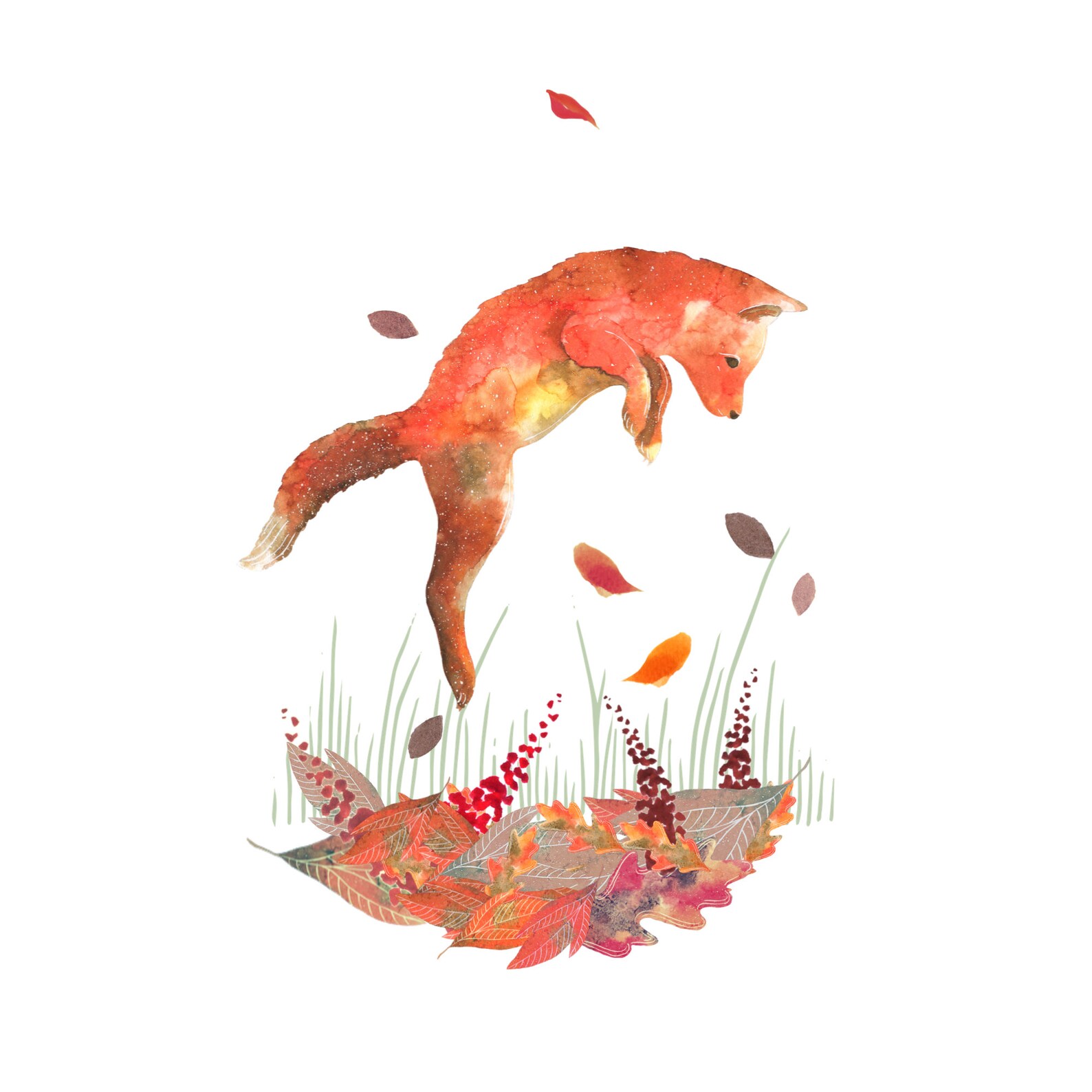 Autumn Fox Autumn home decor Seasonal wall art Fox | Etsy