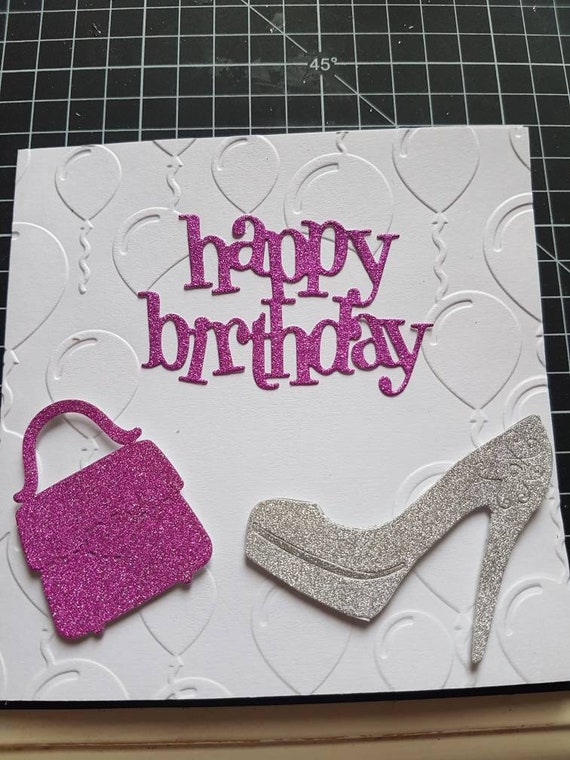 Handmade Happy Birthday Card Personalised Glitter Coloured Etsy