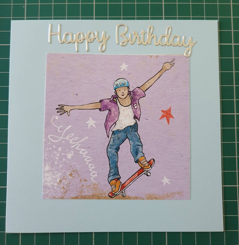 Handmade Happy Birthday Card Teenager / Boys Skateboard I