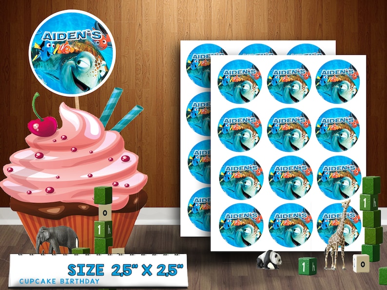 Finding Nemo Cup Cake Toppers Finding Nemo Party Favors Etsy