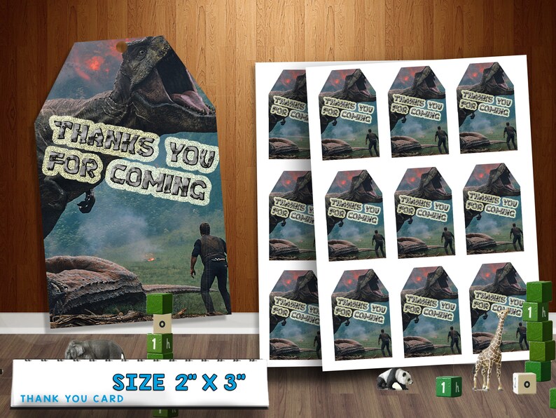 Boy Birthday Party Jurassic Park Thanks You Tag Jurassic Etsy