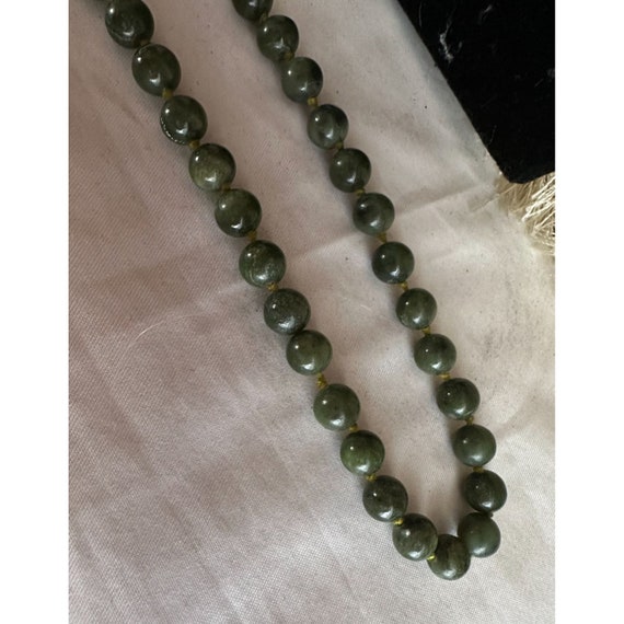 Vintage Beaded Multi Dark Green Jade Strand Neckl… - image 4