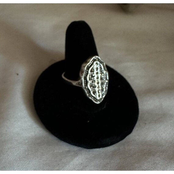 Vintage sterling & marcasite ring size 9 1/2 - image 4